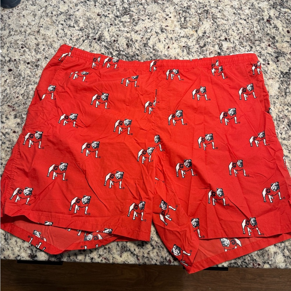 Georgia Columbia Red Shorts with Bulldog Print